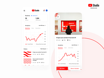 Youtube Studio Redesign app dashboard mobile design youtube youtube studio