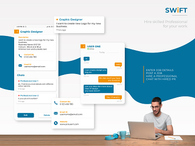 swift App app design hiring platform minimal ui ux