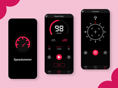 Speedometer App UI Design app app ui app design appuidesign appuiux blacktheme compass meter mobile mobile app mobile app design mobile design mobile ui speedometer trending trendy design ui uidesign uiux