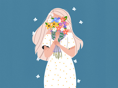 Growth Is A Process 🦋 adobe butterfly debut shot floral flowers girl character girl illustration graphics growth illustrations illustrator procreate procreate art procreateapp spa vector