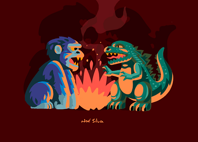 kong vs godzilla burn draw fire fireart godzilla illustration illustration design king king kong kingdom kingkong kingkongvsgodzilla kong vector