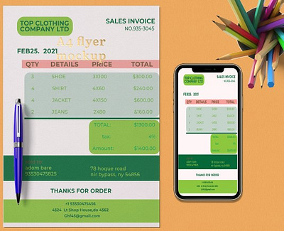 invoice design branding business card design design envelope flyer design illustration invoice invoice design invoice template letterhead design logo minimal typography vector