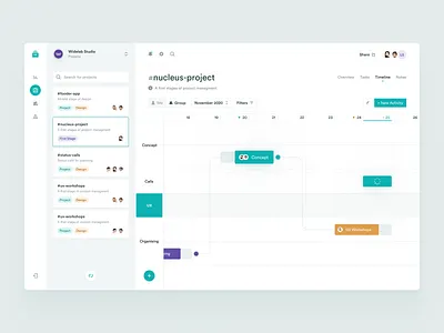 Task Management App app app design calendar calendar ui clean crm figma flow management project project management task task list task management team timeline ui ux web widelab