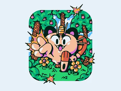 meowth forest gaming illustration meowth nintendo pokemon trees
