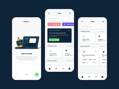 Codeit - Learning to code application app code design freelance illustration interface job learning mobile ui ux