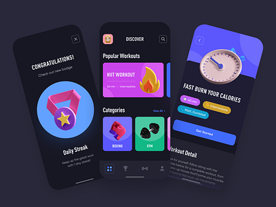 Sport App 3d android app app design bright design feed gradient illustration ios minimal sport sports design ui ui ux ux workout