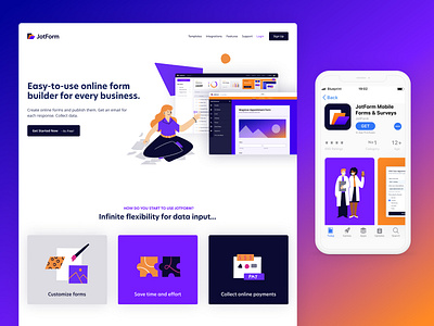 Landing for JotForm design flat illustration graphic design graphic design logo icon illustration illustrator landing landingpage logo minimal mobileapp ui ux vector website