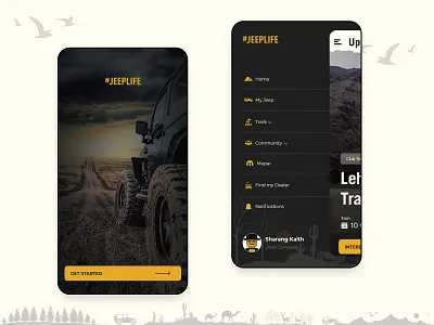 JeepLife Mobile App auto automobile branding icon design interaction design jeep jeeplife mobile app off road wrangler