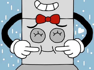 pip x dot cuphead cute digital art domino fan art fanart illustration love pip and dot