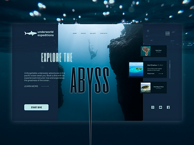 Underworld expeditions - Landing page branding design diving logo travel uiux underwater water web