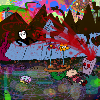 dreamy garden abstract blood bloody colorful colourful creepy deep detailed digital art dream fan art fanart illustration madotsuki organoid seccom masada sensei surreal surrealism tokuto kun yume nikki