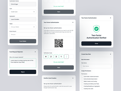 BoltCard - Interface Elements app design dashboard desktop web clean dashboard interface desktop app elements fintory interface module navigation product design qr code scan desktop app success state popup two factor authentication typography ui ui dashboard elements ux webpage design website white black ui design