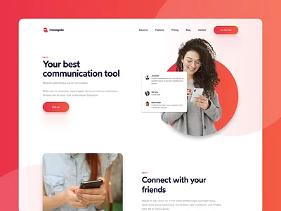 Messaging App - Landing Page app branding colorful colors communication design figma landing landingpage message messaging ui web web design webdesign website