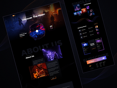 Moon-Music band website artist band darkdesign darkui design event music musicband singer tour ui web web design website