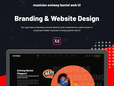 Free Download Musician Emiway Bantai web UI artist audio band branding concept design devdesign dj download events free freebie freebies musician typography ui web application website