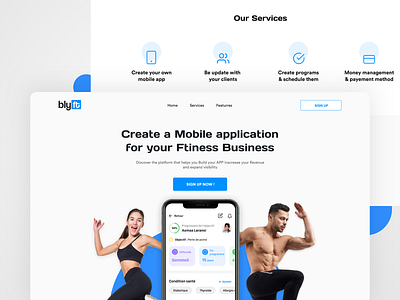 Sport Landing Page app app concept blue concept design fitness gym ios app design landing page minimalist product design saas sport ui ui ux design ui desgin website