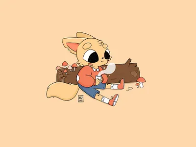 Mushroom Tea animal cat cat illustration character design coffee cute digital art fashion fox illustrated logo illustration logo design mushroom procreate procreate art sketchbook tea woodland