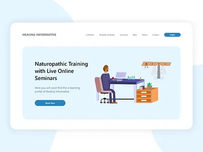 Naturopath Online Training - Landing Page bitbithooray blue course elearning flat illustration landing page light medical minimal naturopath online training ui uiux ux vector vector art website