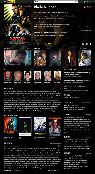 IMDB design reinterpretation app design ui ux web website