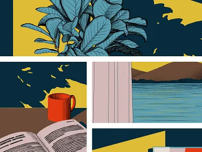 silence comic house illustration limited colour palette panels peaceful photoshop room silence