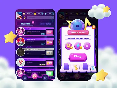 Music Game UI digital illustration game game art game item game ui uiux