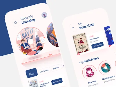 📚Audio Book App app audio book book app book library book ui branding design design patterns illustration inspiration library app logo mobile app motion graphics podcast app ui ux wahab wstyle