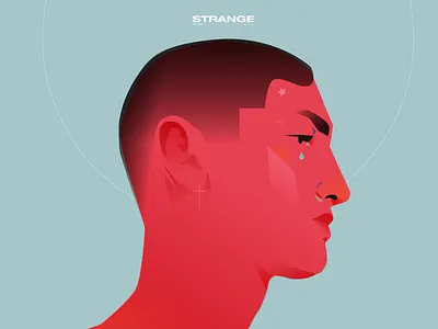 Strange portrait abstract color composition grandient illustration laconic lines man minimal portrait portrait illustration portraitillustration poster poster art splash