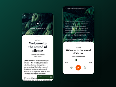 20 minute idea - listen to articles article audio audio player editorial editorial design podcast ui ux