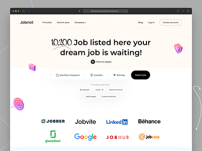 Web: Find a job 2021 trend design design for website job finder job finding landing page design job search landing page concept trending ui uiux web ui design web ui kit website design