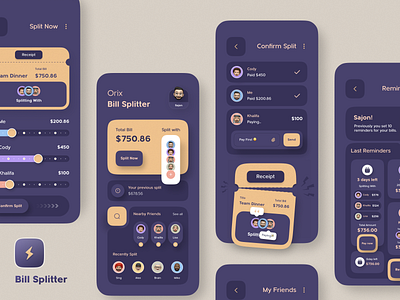 Bill Splitter App app bill billsplit minimal mobile mobile app mobile app design mobile apps mobile ui mobileapp mobileappdesign splitte splitting ui ui design uiux ux ux ui design uxui