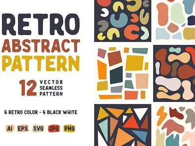 12 Retro Abstract Pattern - Seamless Pattern Design abstract abstractshapes design organic pattern art patterns retro retro design seamless pattern seamlesspattern vector