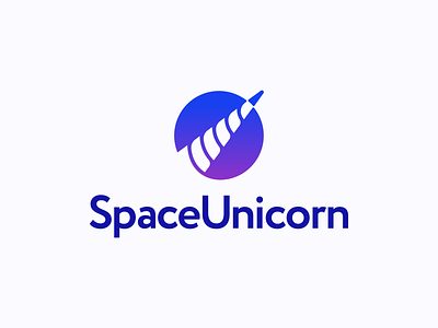 Space Unicorn Logo Design appicon brand branding clever creative design gradient logo horn icon icons identity logo negative space rocket rocketship startup symbol symbols tech unicorn