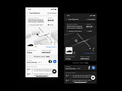 Track Shipment Concept ahang app application concept dark delivery delivery app delivery truck design layout order package platform shipment shipments sketch track tracking tracks ui