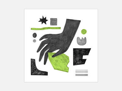 Resorsi_ Illustration No 2: Explore abstract shape artists branding community creatives design digitalart green grey hand illustraion inspiration mixmedia picks selection sharing texture ui website