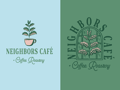 Neighbors Cafe + Rostery brand identity branding branding design cafe cafe branding coffee brand coffee illustration coffee shop illustrations logo logo design logodesign organic coffee roastery