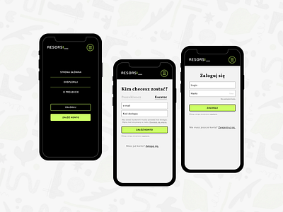 Resorsi_ Sing in / Sing up Page branding community design figma green hamburger menu illustration mobile typography ui ux