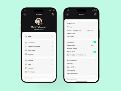 Settings and profile Page - Mobile App detail graphic medical app mobile app design mobile ui profile profile page profile setting security settings settings ui ui ui ux user profile ux web design