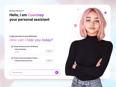 Courtney Ai Agent - Personal Assistant Chatbot Web App ai ai agent ai platform ai prompt ai tasks chat ai chatbot concept courtney ai generative ai language model product design robot saas ui ux web app