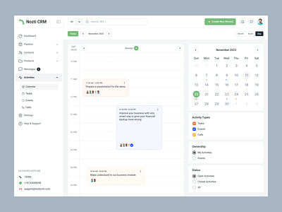 CRM Calendar calendar crm crm dashboard crm platform crm software customer relationship management dashboard productive crm saas crm dashboard saas design saas uiux design sale crm saleforce sales crm uiux design web app web design zoho crm