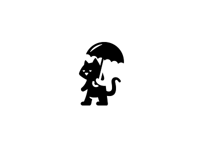 Sad cat logo b2b brand branding cat design elegant graphic design illustration logo logo design logo designer logodesign logodesigner logotype modern negative space pet rain sad umbrella