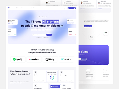 Leapsome - HR Management Landing Page career dashboard design employee engagement enterprise software hr management hr software hr tech human resource jobhunter jobseeker landing page performance management saas startup uiux web app web design