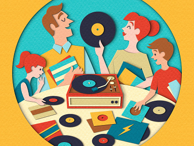 The Planner - Novelty Value children design digital editorial family illustration magazine paper art paper craft papercut parents people record player records retro technology turntable vintage vinyl vinyl record