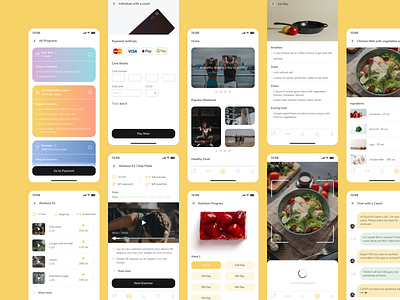 Fitness Coach app adobe photoshop chatting cross platform figma fitness app nutrition sport app workout