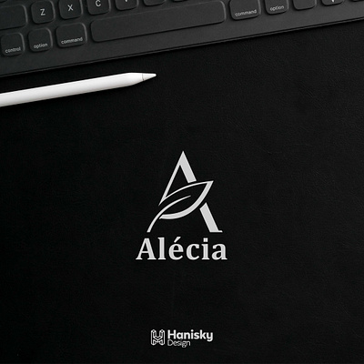 Alécia logo design, vegan cosmetics brand clean logo minimalist monogram simple vector vegan logo