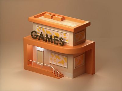 Isometric House - Games Shop 3d 3d art 3d artist 3d illustration 3d modeling design designer graphic design graphic designer graphicdesign illustration isometric building isometric house modeling