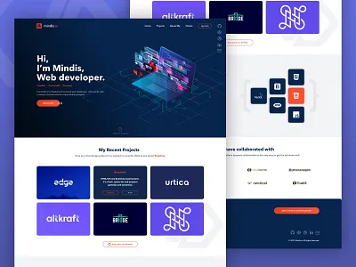 Portfolio Landing Page - Mindis branding dambrauskas design front end graphic justas justasdambrauskas landing page landing page design mindis portfolio programmer programming uiselection