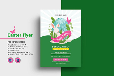 Easter Celebration Party Flyer easter celebration easter egg hunt easter party easter party flyer ester invitation invitation flyer ms word party flyer party invitation photoshop template