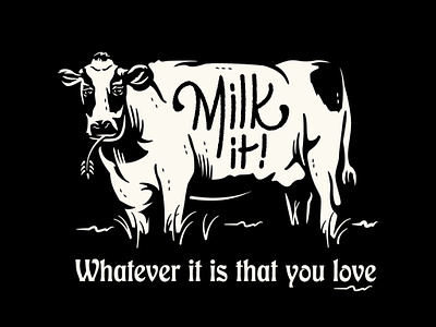 Milk It! cow design doodle illustration lettering milk typography vector