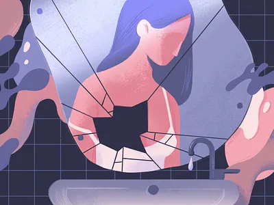 Breast cancer adobe photoshop breast cancer editorial illustration healthcare illustration mirror woman