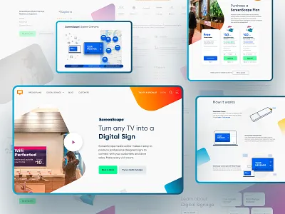ScreenScape Website Design brand and ui branding digital signage illustration line illustration madewithxd tech illustration tech startup typography ui ux web design woocommerce wordpress